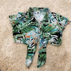 Jurassic Park button down crop